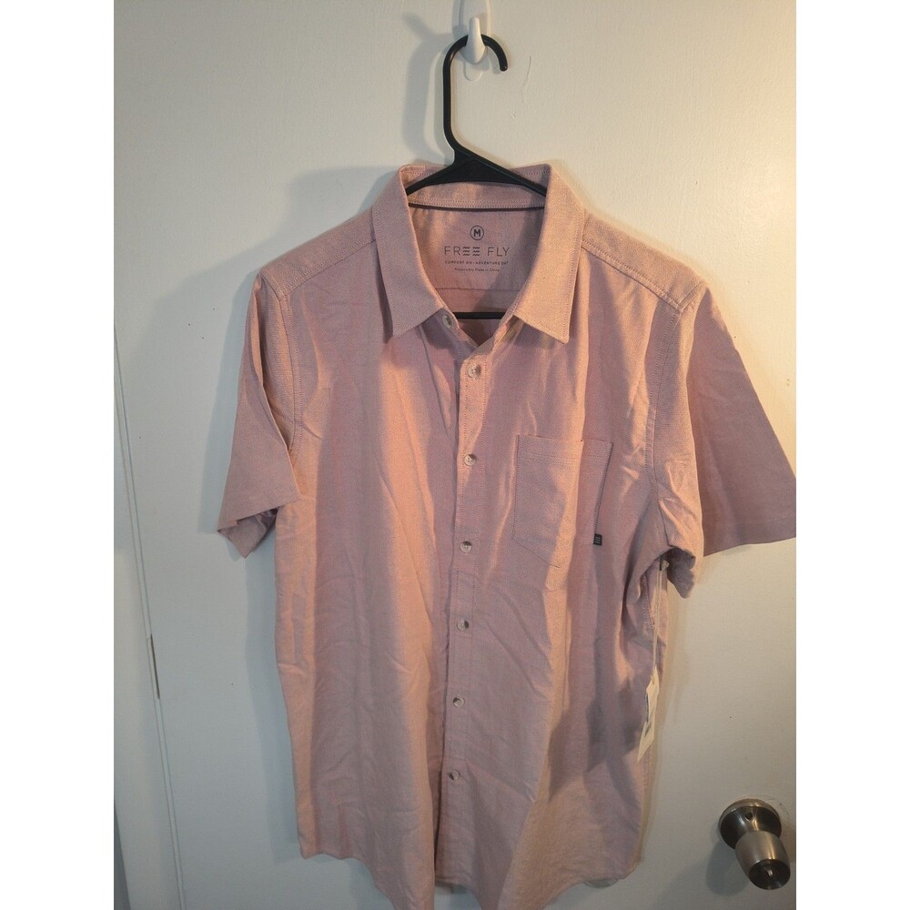 NWT Free Fly Sullivans Short Sleeve Button Up Shirt Mens Size M Chambray Adobe